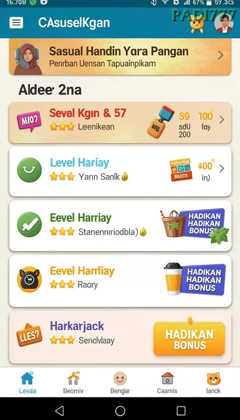 Cuplikan layar BINTANGPO — menu navigasi